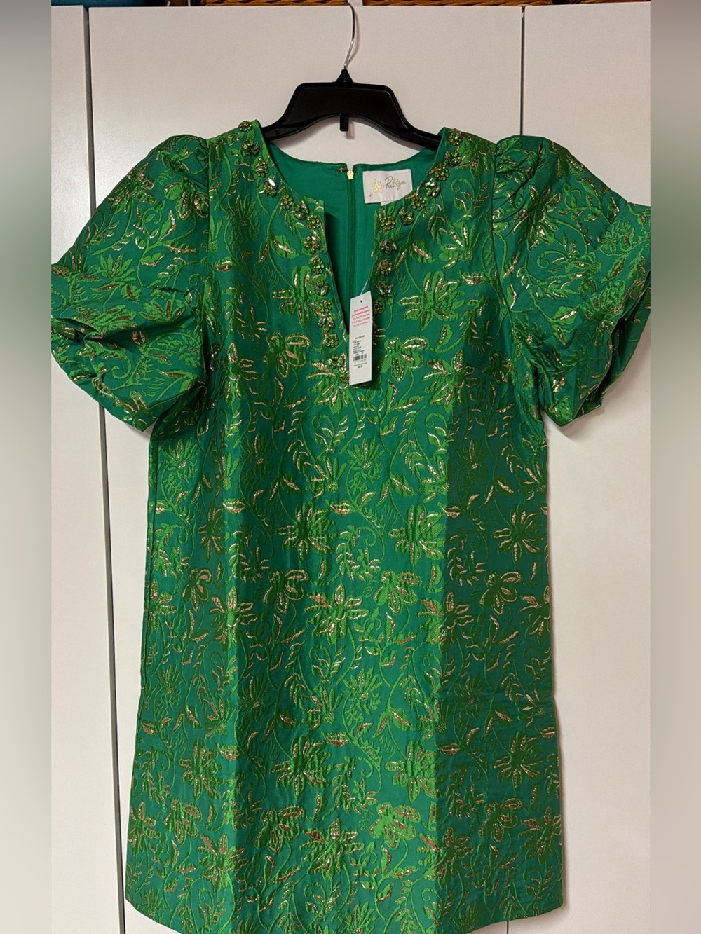 NWT Lilly Pulitzer Green Brocade Jarren Dress Bamboo Green. Size 10